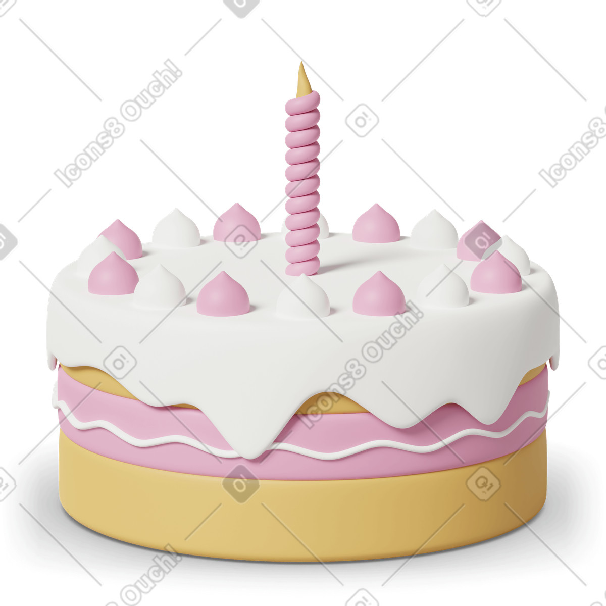Birthday cake small illustration in 3D Casual life style download in PNG, SVG