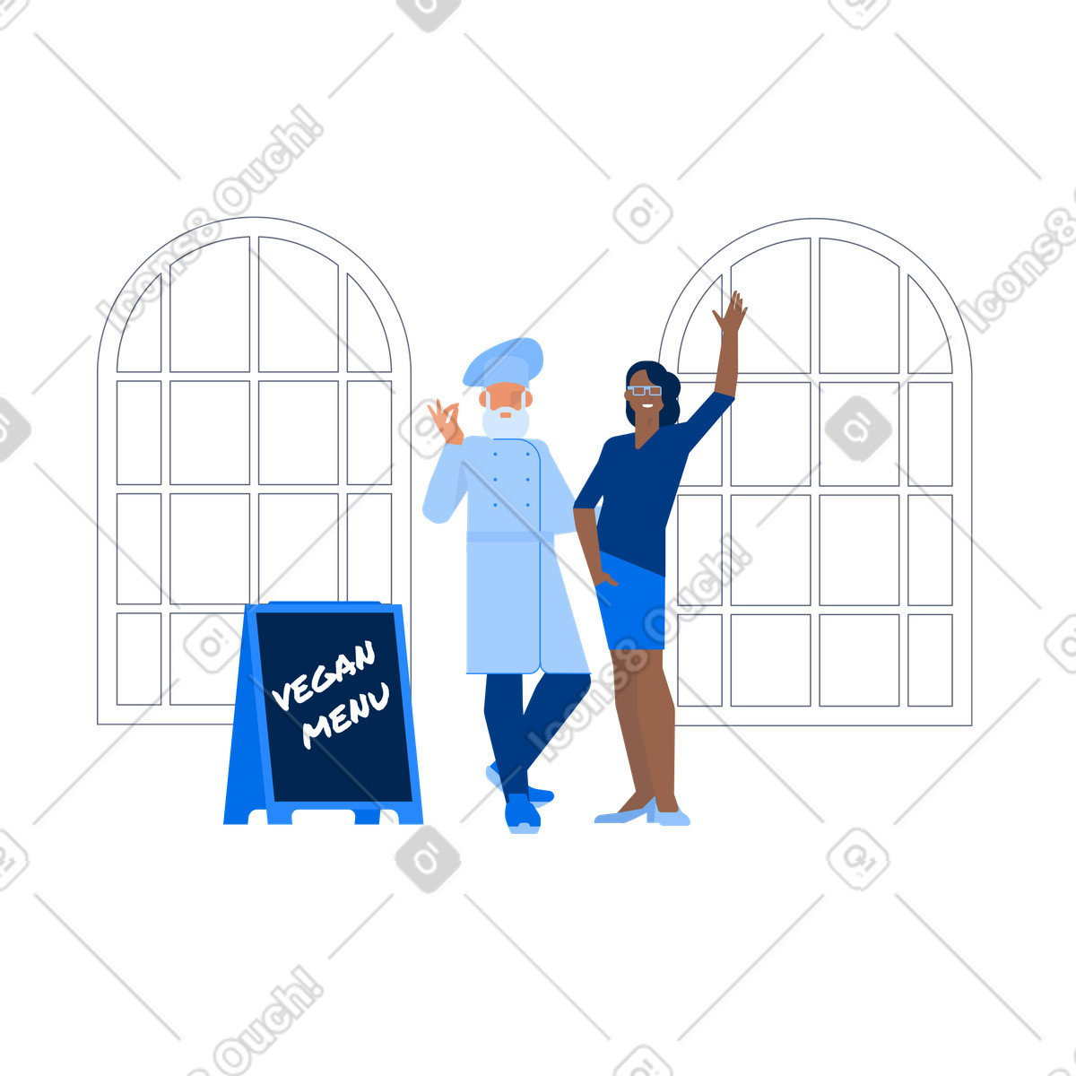 Welcome to Vegan Cafe illustration in Urban style download in PNG, SVG