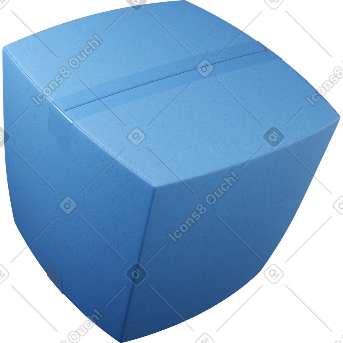 Ilustración Caja cerrada azul volando girada a la derecha en estilo 3D Buddy descargar en PNG y SVG