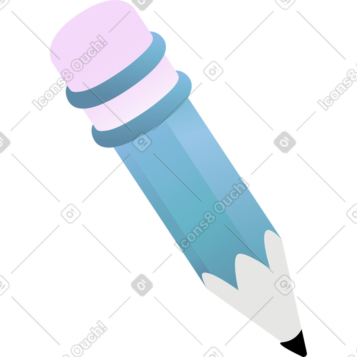Ilustración Lápiz azul con borrador rosa en estilo Airy a descargar en PNG y SVG