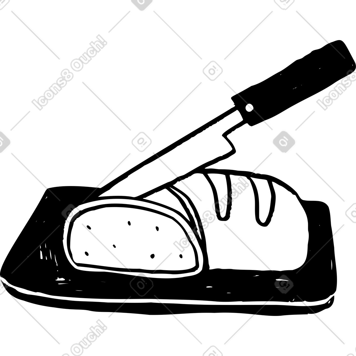 Pane tagliato con il coltello illustrazione in stile Marks scarica in PNG, SVG
