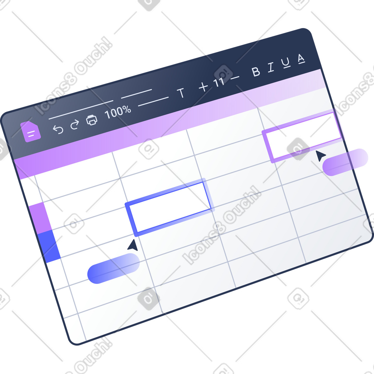 Modifica di fogli calcolo online in tempo reale illustrazione stile Lucent scarica PNG, SVG