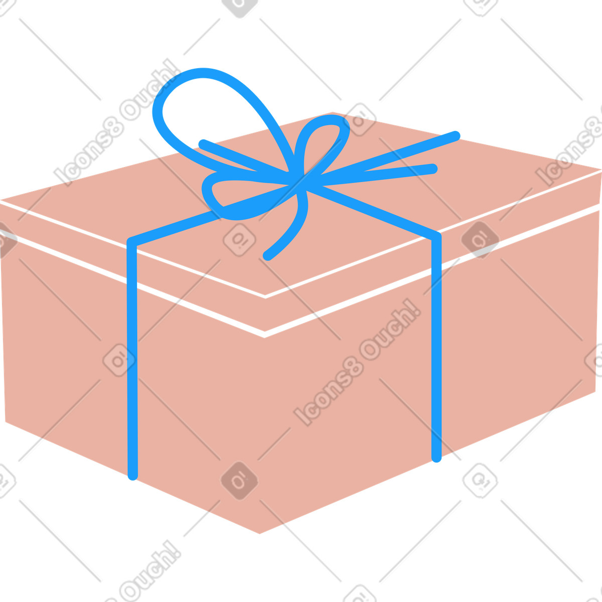 Ilustración Caja rosa con un lazo azul en estilo Kiddo a descargar en PNG y SVG