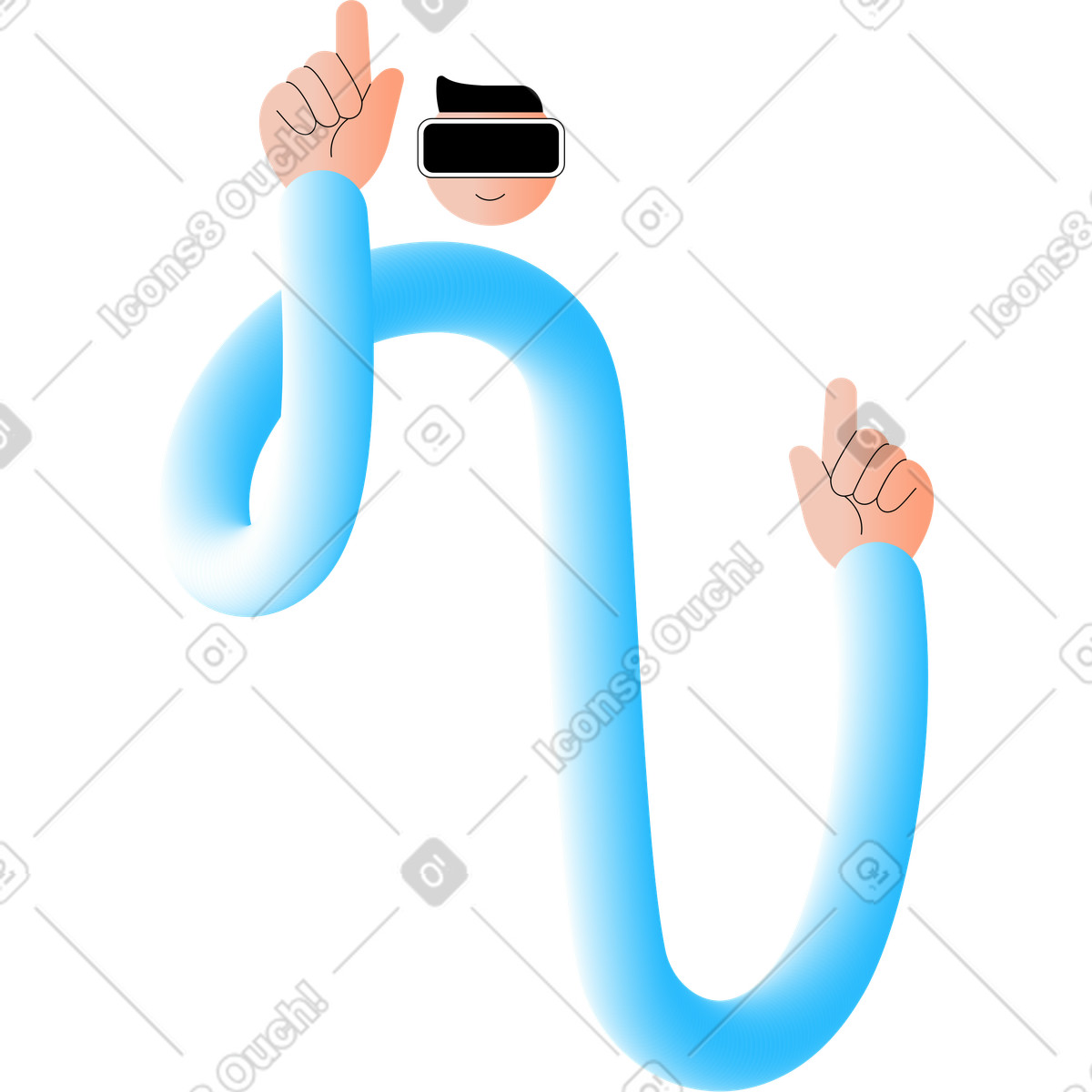 Man in vr glasses illustrazione stile Knotty scarica PNG, SVG