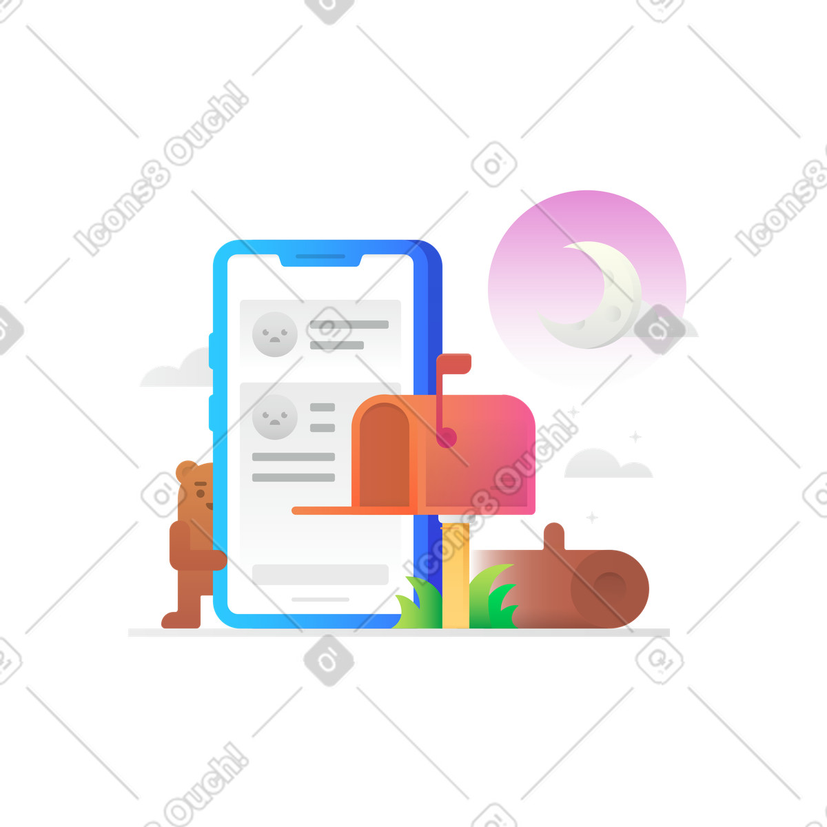 No messages illustration in Hugo style download in PNG, SVG