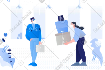 Handing over packages to a man PNG, SVG
