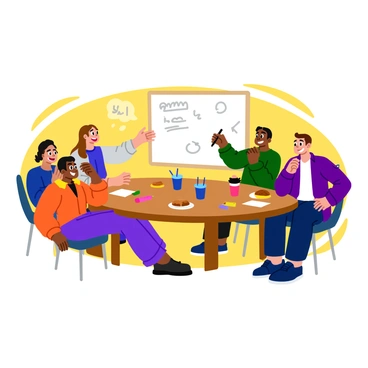 A group of four friends sitting around a wooden table, all in a lively atmosphere. One friend is enthusiastically drawing on a large whiteboard, with colorful markers scattered around. The other three friends are leaning forward, laughing heartily, with expressions of joy and excitement. A few doodles can be seen on the whiteboard, hinting at the game being played. The room is filled with warm lighting, creating a cozy ambiance, and there are snacks and drinks on the table, adding to the festive feel of the gathering.