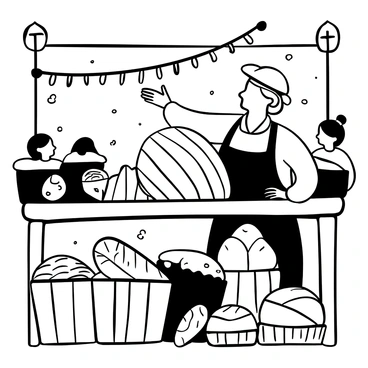 A boulanger participating in a local bread festival, showcasing a unique loaf
