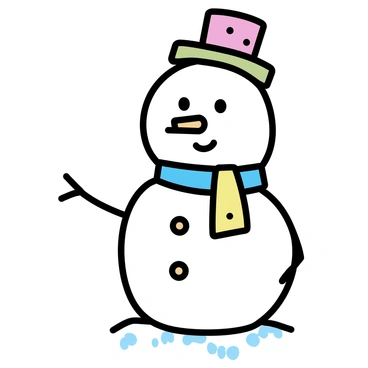 A whimsical snowman made of melons wearing a scarf and a hat.