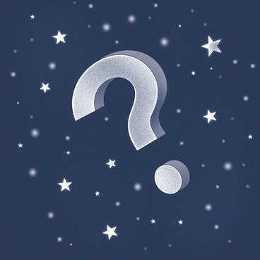 A night sky filled with a multitude of stars. The stars are bright points of light set against a dark background. Among them, a constellation is clearly defined, with stars positioned to form the shape of a question mark. The surrounding stars vary in size and brightness, creating a sense of depth and vastness in the celestial scene. The question mark shape stands out distinctly, inviting curiosity and contemplation.