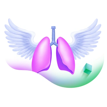 A 3D pair of lungs with angelic wings, representing freedom of breath