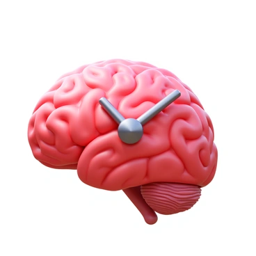 A brain with clock hands moving around its surface
