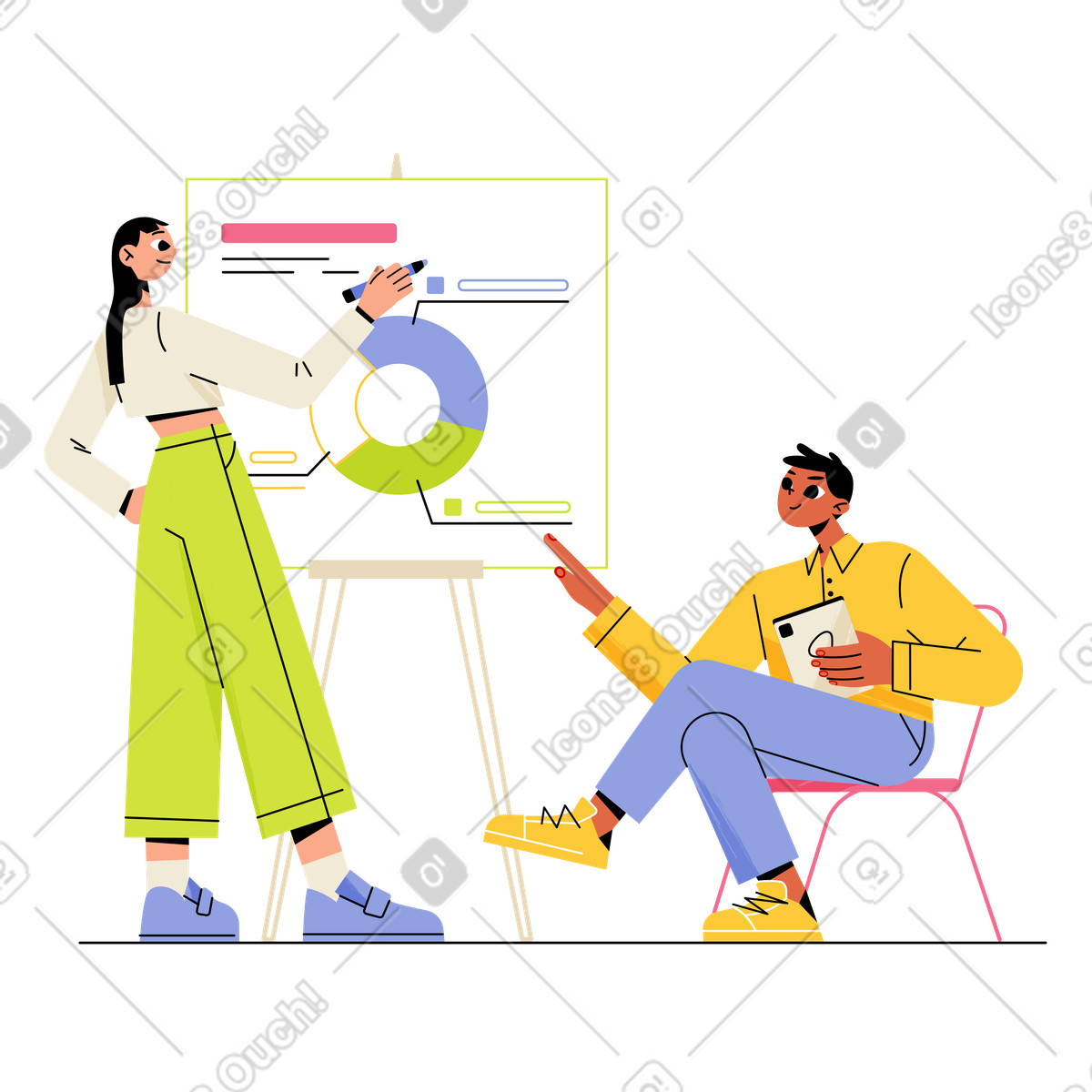 下载 Juicy 风格的 呈现图表的业务顾问 插画，支持 PNG、SVG 格式