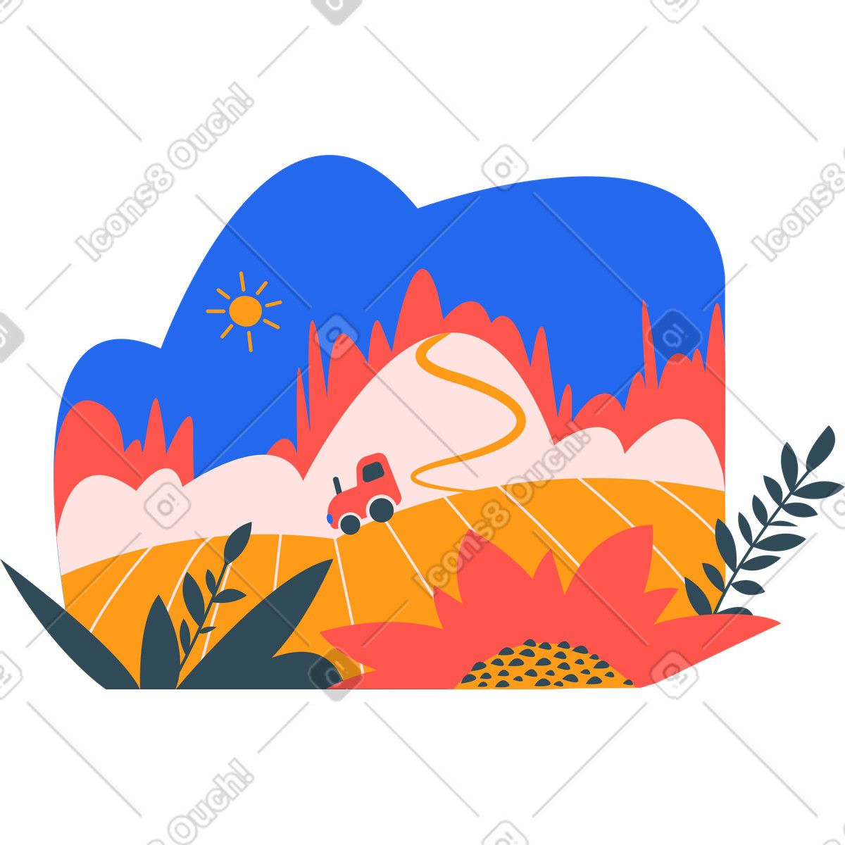 Field illustration in Kingdom style download in PNG, SVG