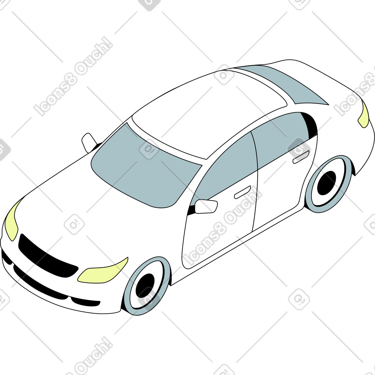 Isometric スタイルの Modern car のイラストをPNG、SVG形式でダウンロード