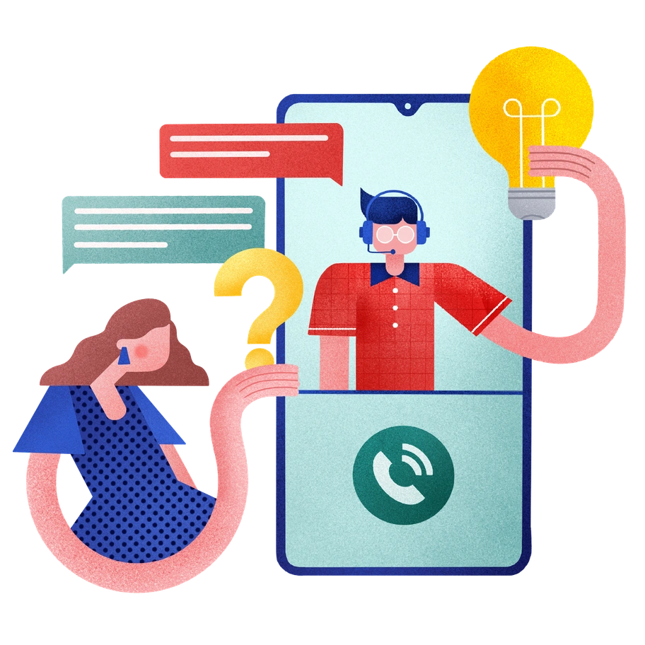 A person working at a desk with digital elements - Willowy style illustration