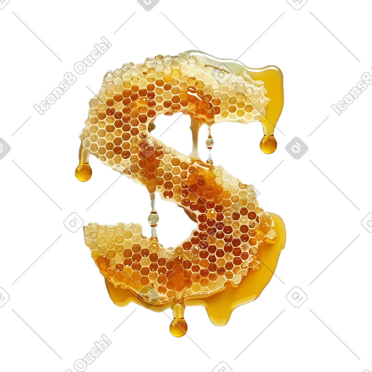 蜂蜜字母 s插图，PNG、SVG格式