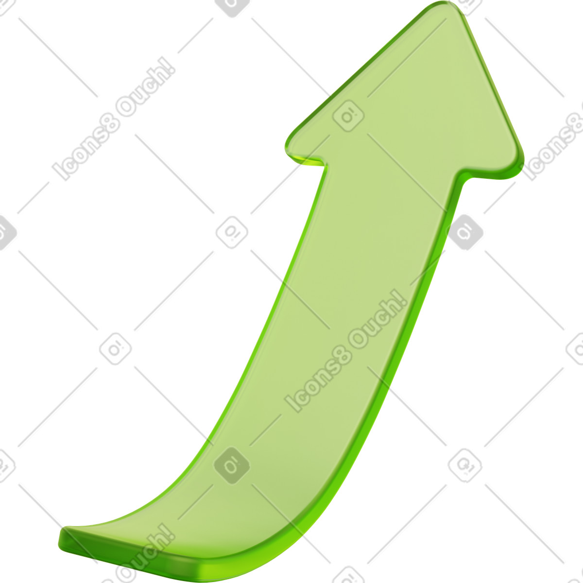 Up arrow icon, growth indicator, business progress graphic, glassy icon illustration in PNG, SVG