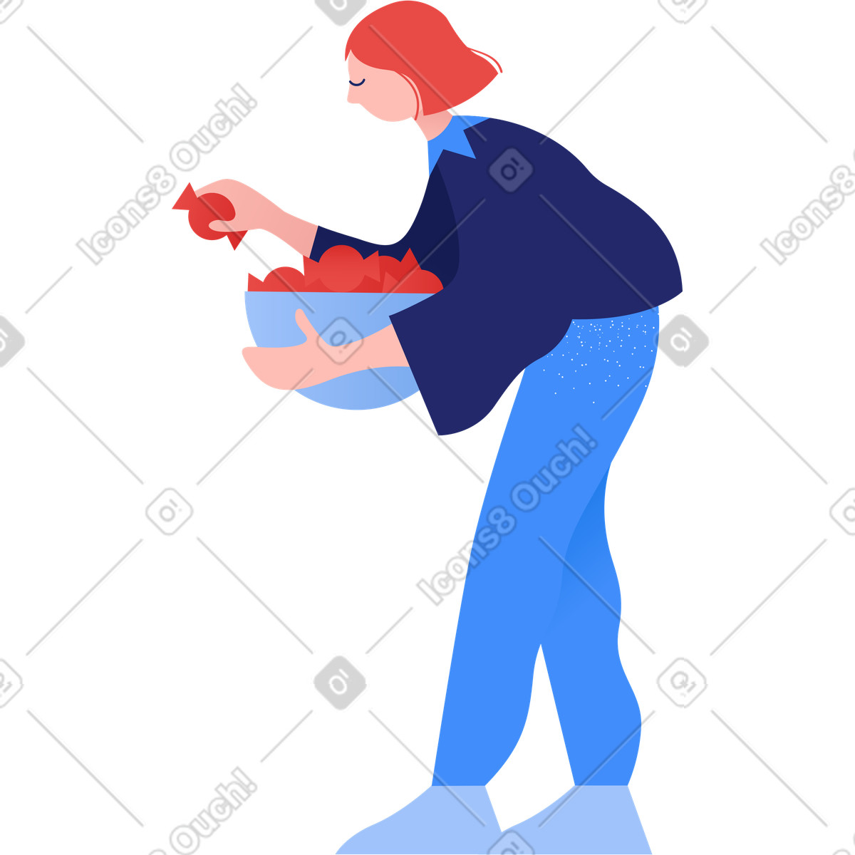 Clip スタイルの Woman with sweets のイラストをPNG、SVG形式でダウンロード