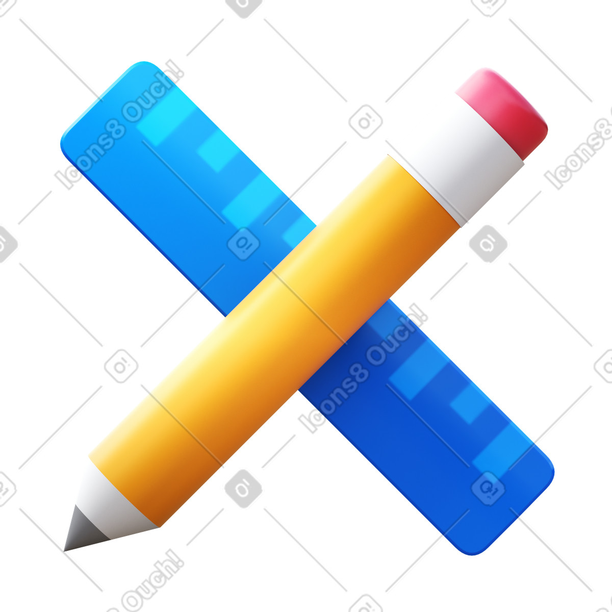 Ilustración animada Pencil and ruler en estilo 3D Fluency a descargar en GIF, Lottie (JSON), AE