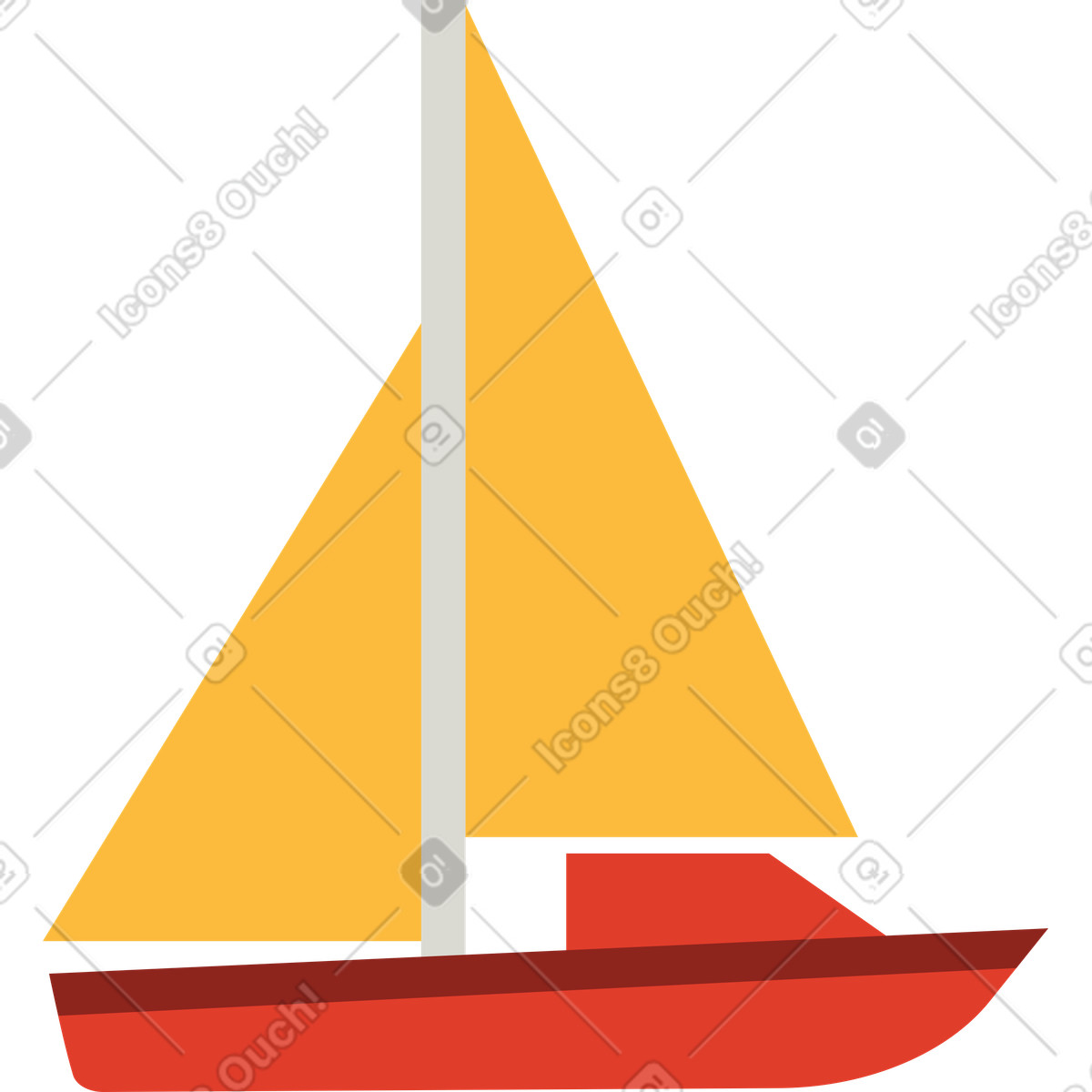 Segelyacht-Illustration im Burgundy-Stil als Download in PNG, SVG