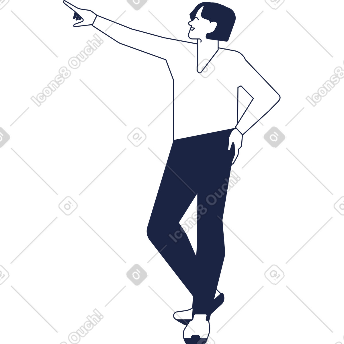 Illustration Homme de bureau montrant dans le style Urban Line à télécharger aux formats PNG, SVG