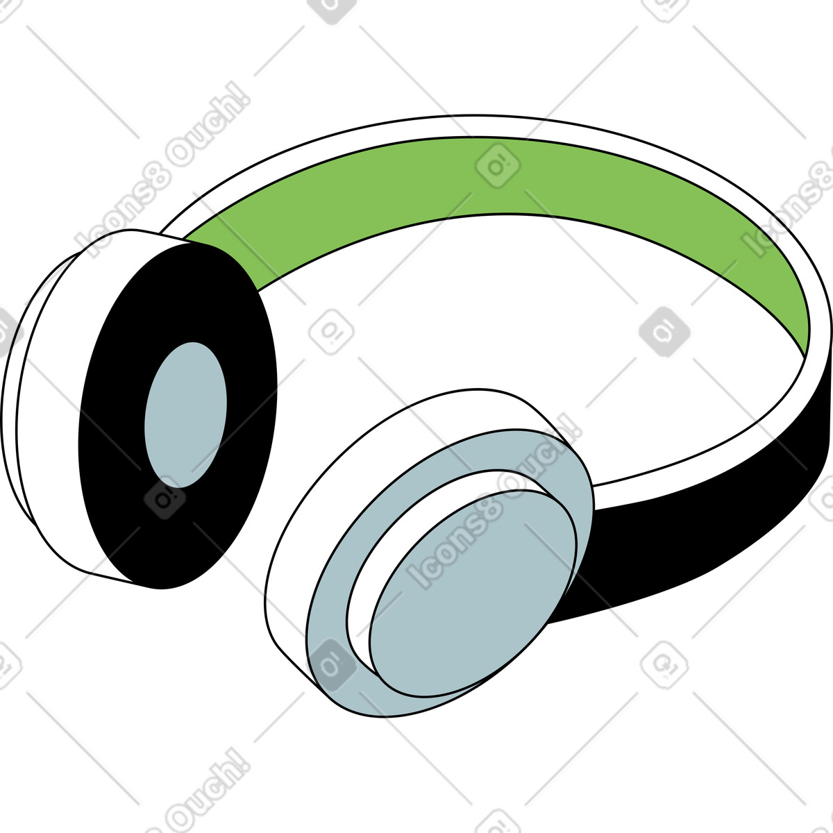 Cuffie illustrazione in stile Isometric scarica in PNG, SVG