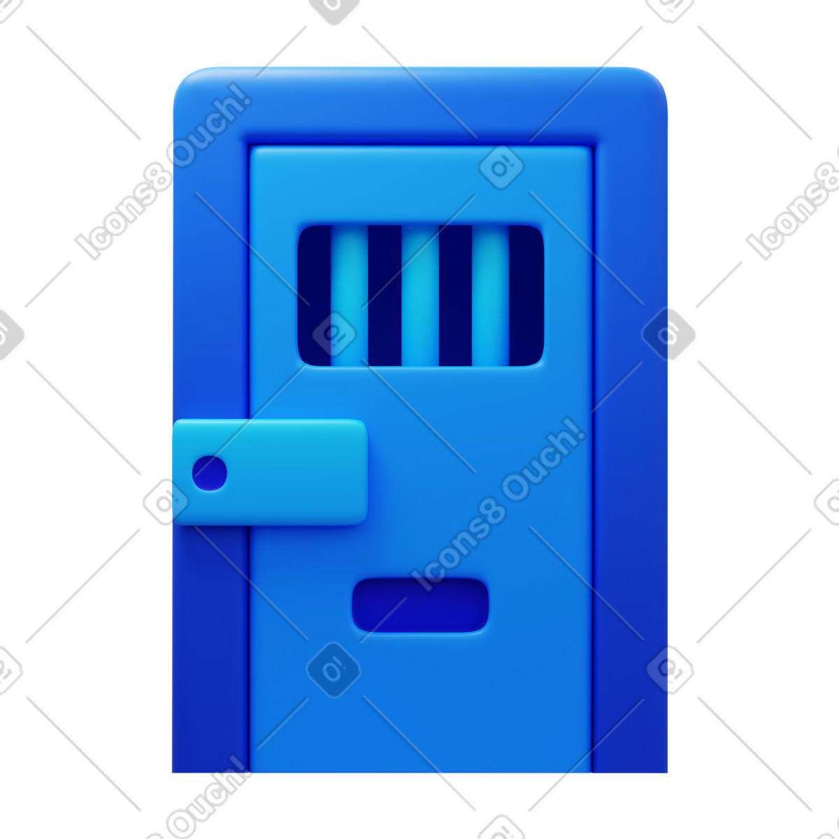 Locked door illustration in 3D Fluency style download in PNG, SVG