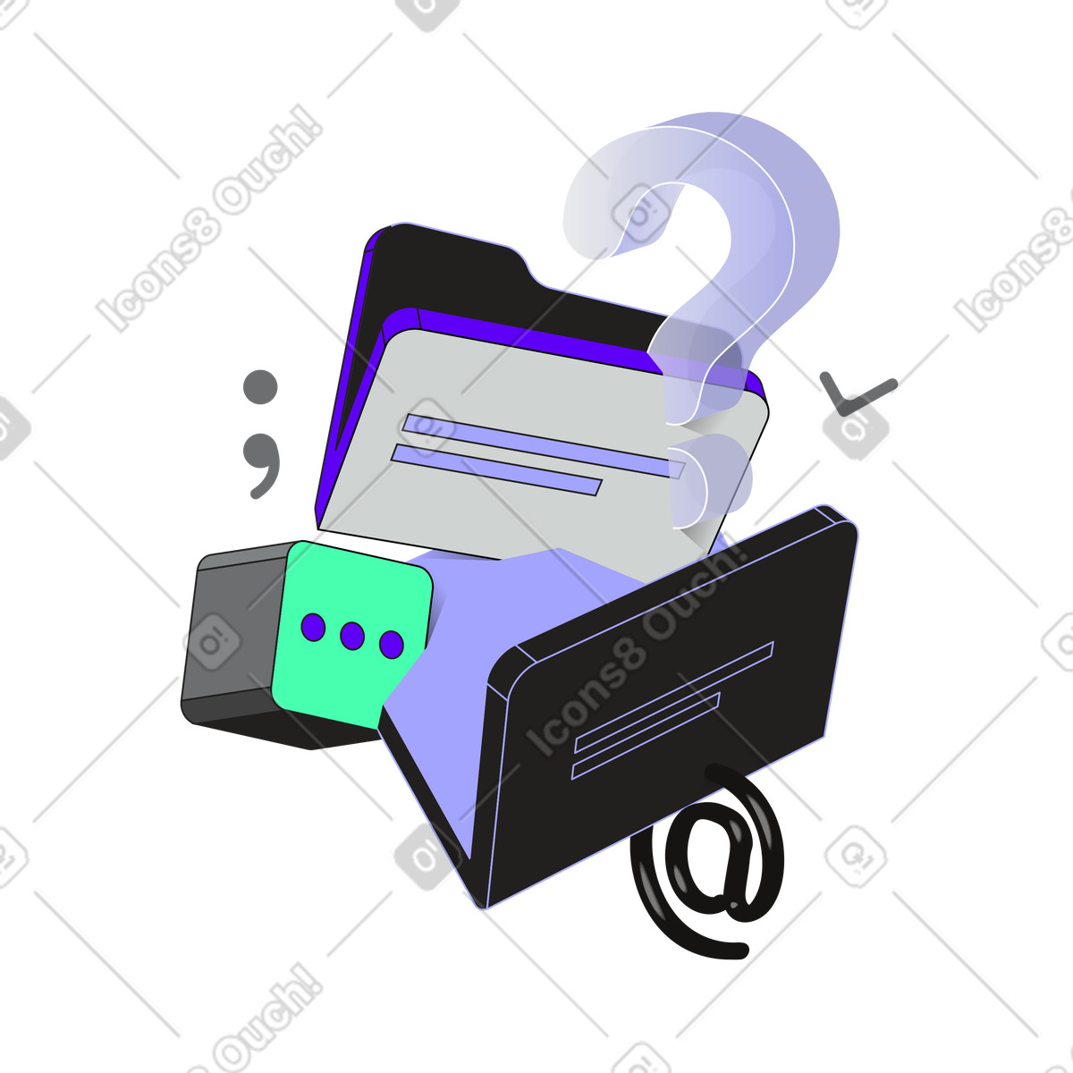 Suche nach informationen im ordner-Illustration Incut-Stil als Download in PNG, SVG