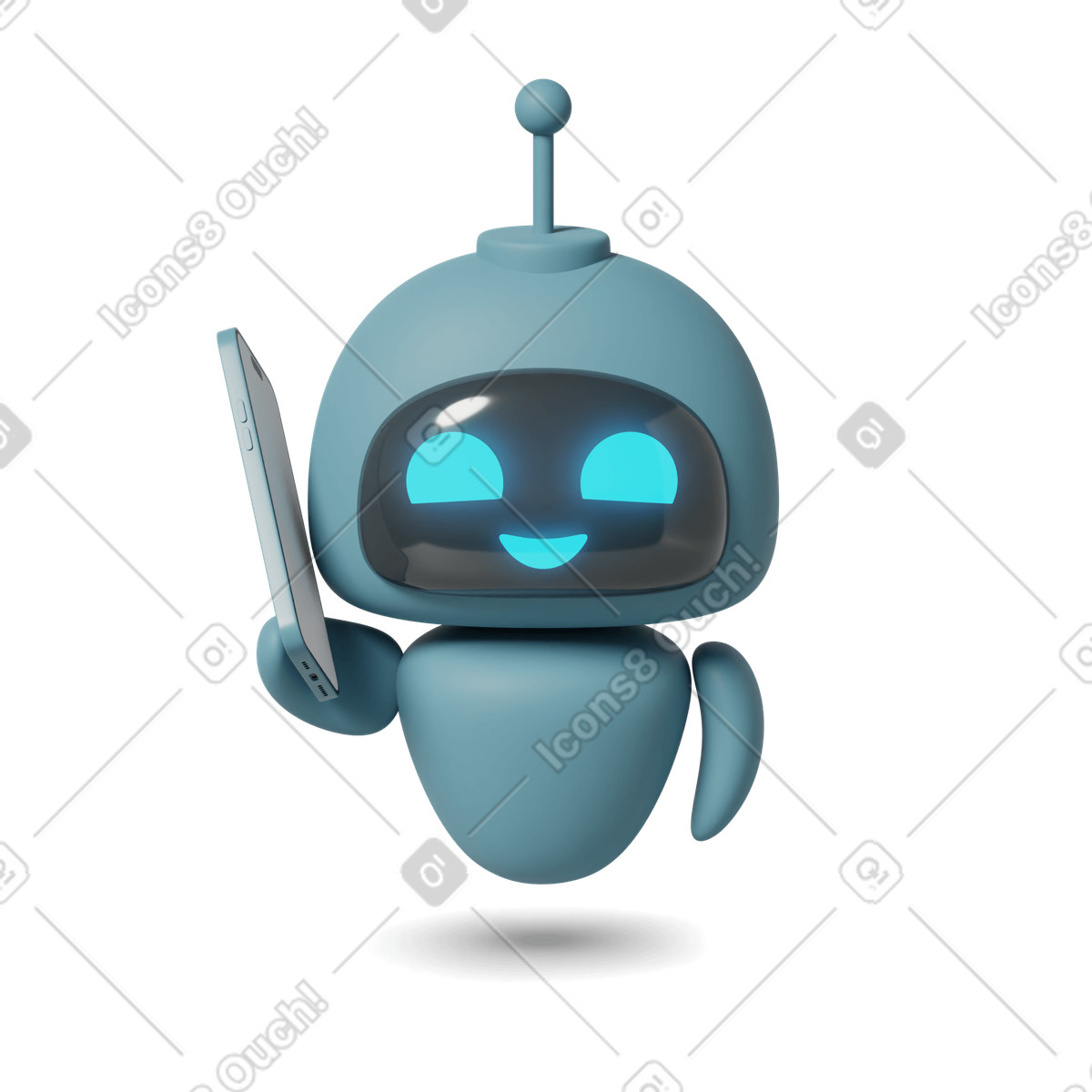 3D Casual life スタイルの Chatgpt robot calling on phone のイラストをPNG、SVG形式でダウンロード