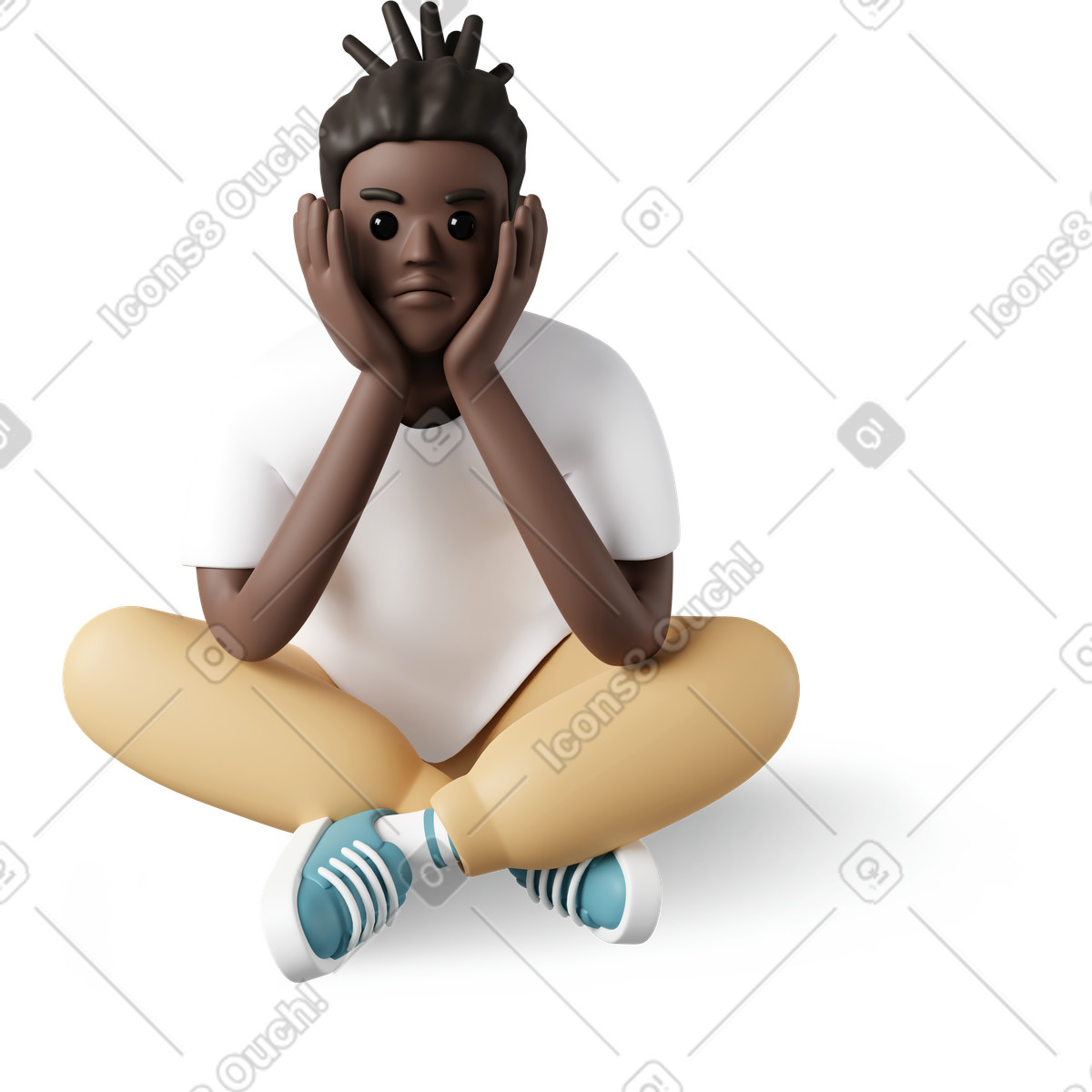 3D Casual life スタイルの 悲しい男 のイラストをPNG、SVG形式でダウンロード