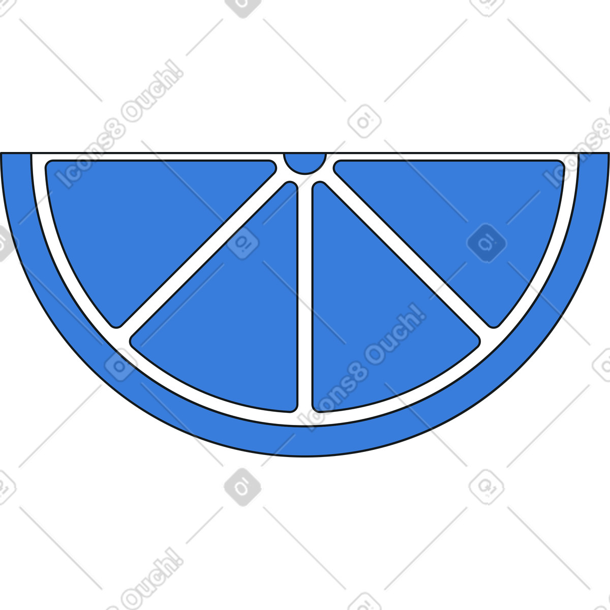 Blue slice of citrus fruit illustration in Midnight style download in PNG, SVG