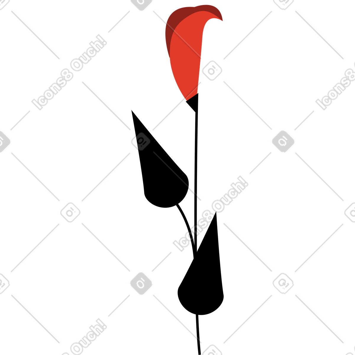 Burgundy 스타일의 꽃 일러스트레이션 PNG, SVG 다운로드