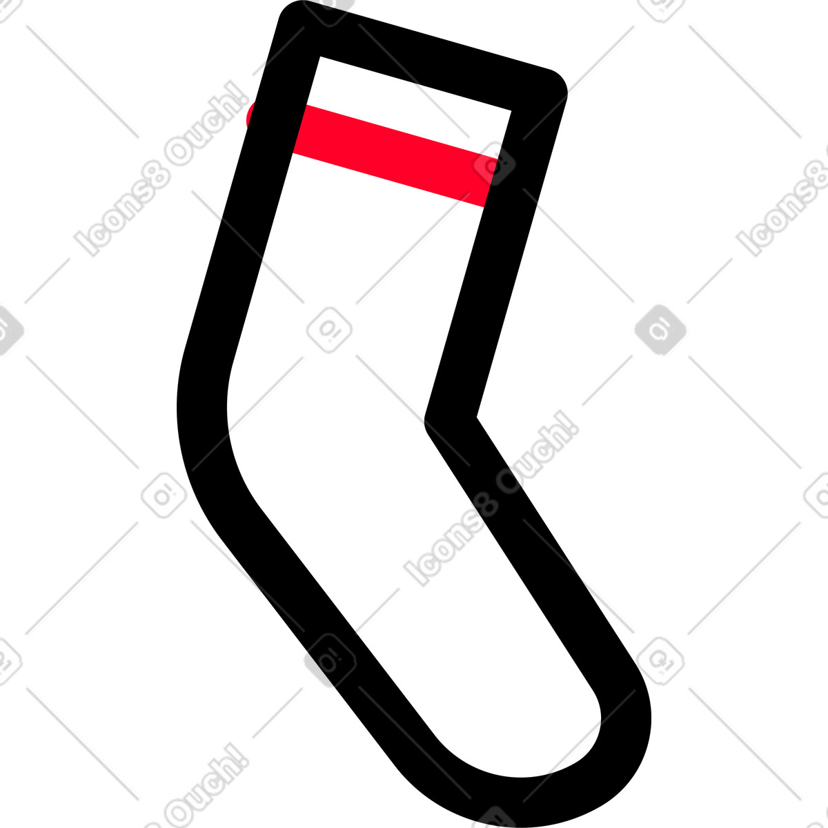 Sock red-striped illustration in Transistor style download in PNG, SVG