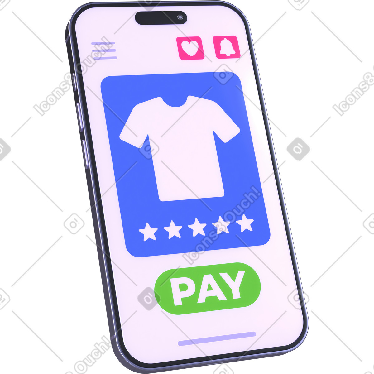 Ilustração de Compras online, tela finalização da compra, botão pagamento móvel em no estilo 3D Boost para baixar em PNG, SVG