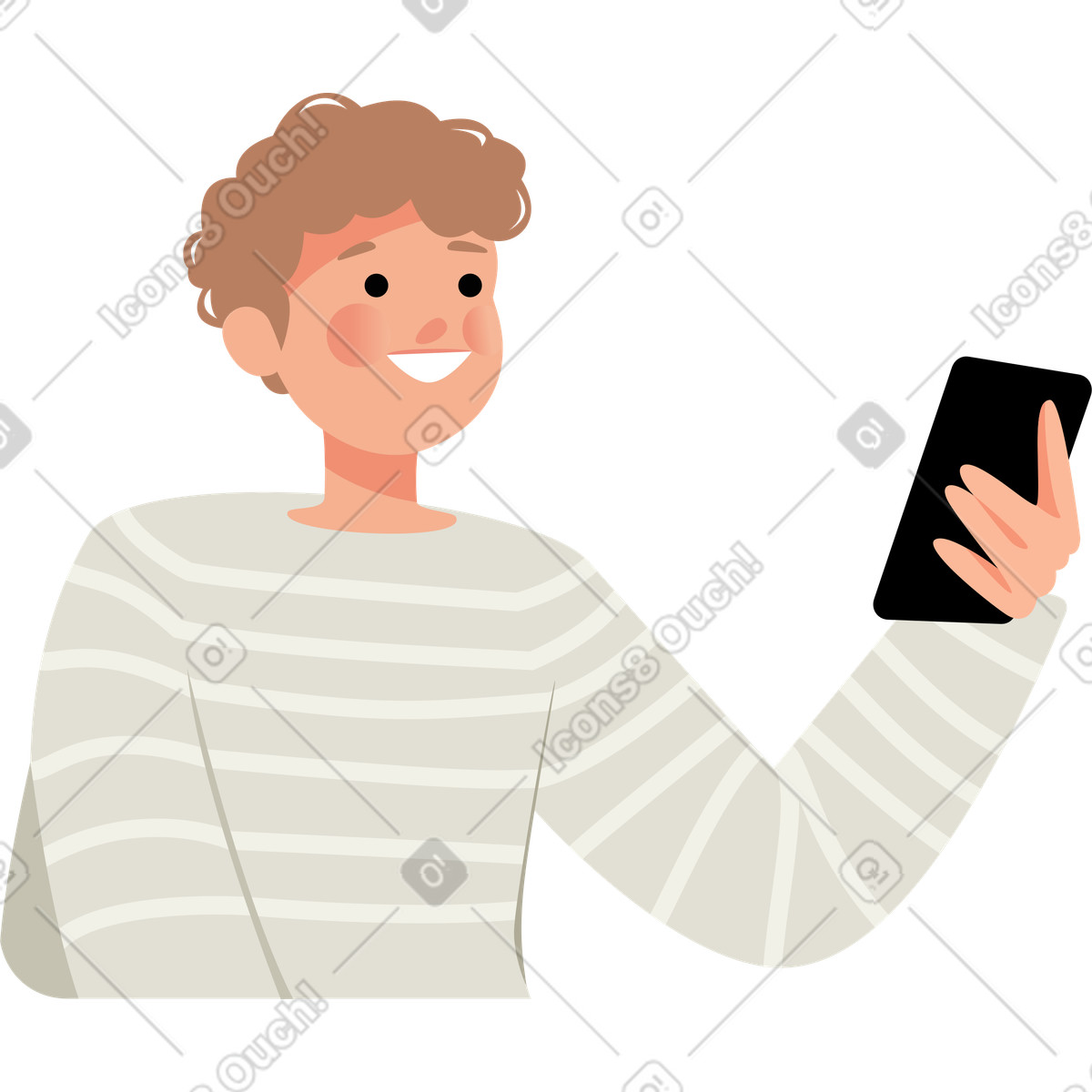 Lagom 스타일의 전화를 들고 남자 일러스트레이션 PNG, SVG 다운로드