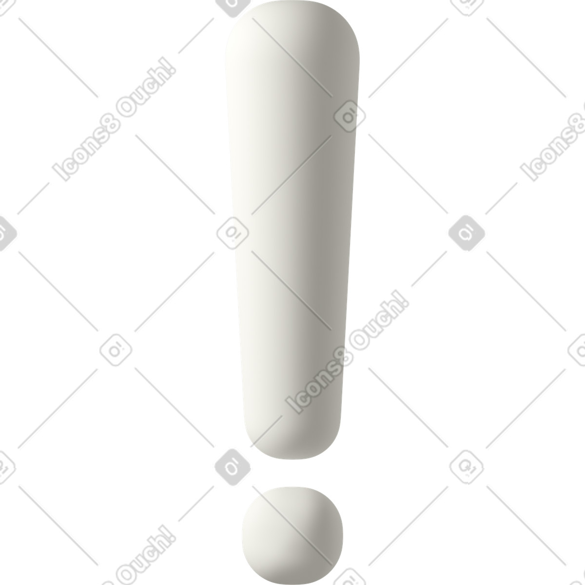 Ilustração de Close up of white exclamation mark em no estilo 3D Casual life para baixar em PNG, SVG