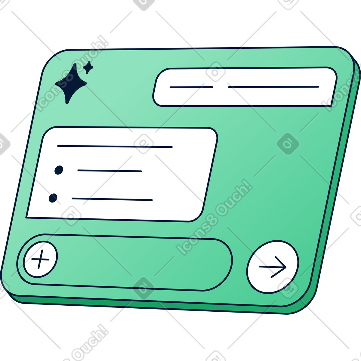 Green AI chatbot interface illustration in Neat style download in PNG, SVG