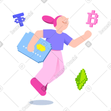 Femme investissant en ligne dans la crypto-monnaie PNG, SVG