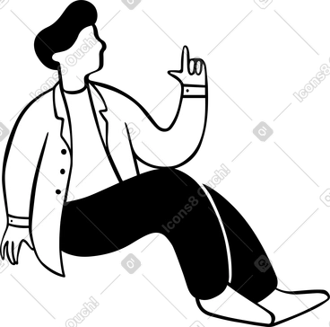 앉아있는 남자가 위를 가리키고 있다 PNG, SVG