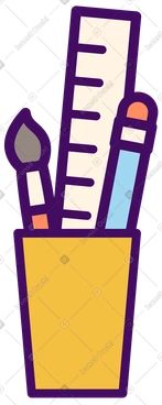 Cup with paintbrush, pencil and ruler PNG, SVG