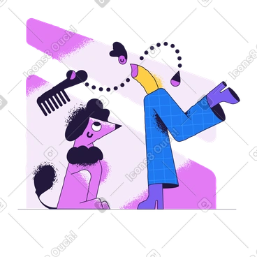 Man cares for dog and brushing PNG, SVG