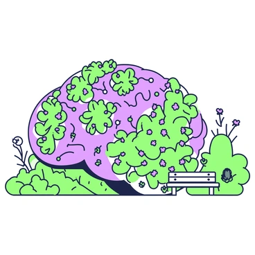 A garden where plants and flowers grow in the shape of the prefrontal cortex