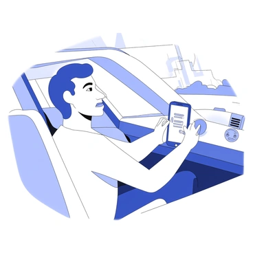 An illustration of an Uber driver receiving virtual support via an in-app chat feature