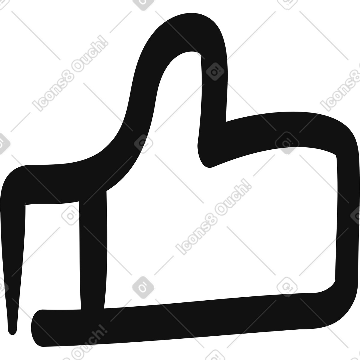 Thumb up hand gesture simple bold outline approval symbol illustrazione in stile Organic scarica in PNG, SVG