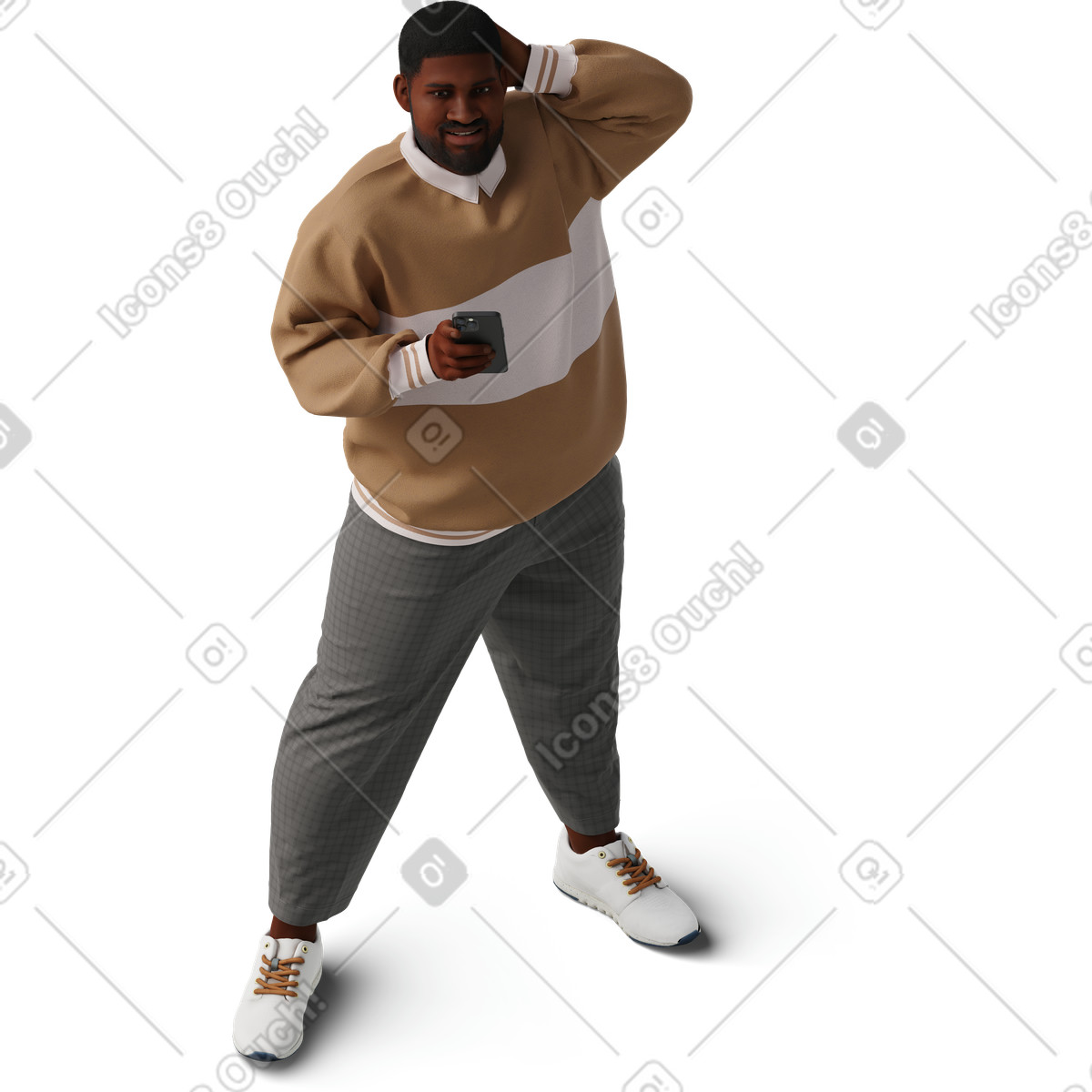 Isometric view of young man taking selfie-Illustration im 3D Hygge-Stil als Download in PNG, SVG
