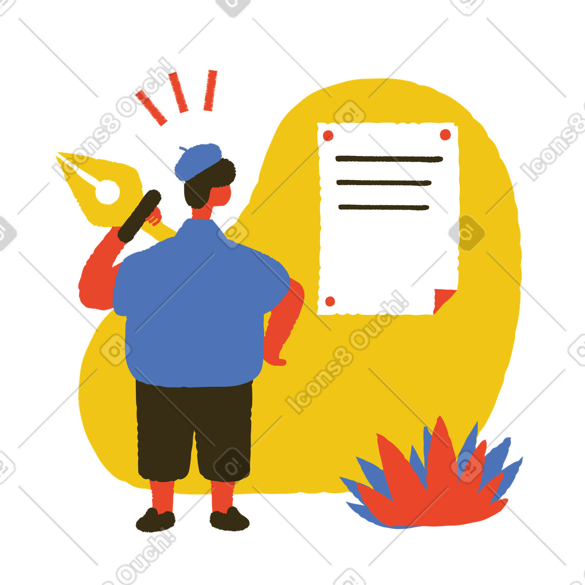 Gentleman writing a declaration on paper illustration in Bermuda style download in PNG, SVG