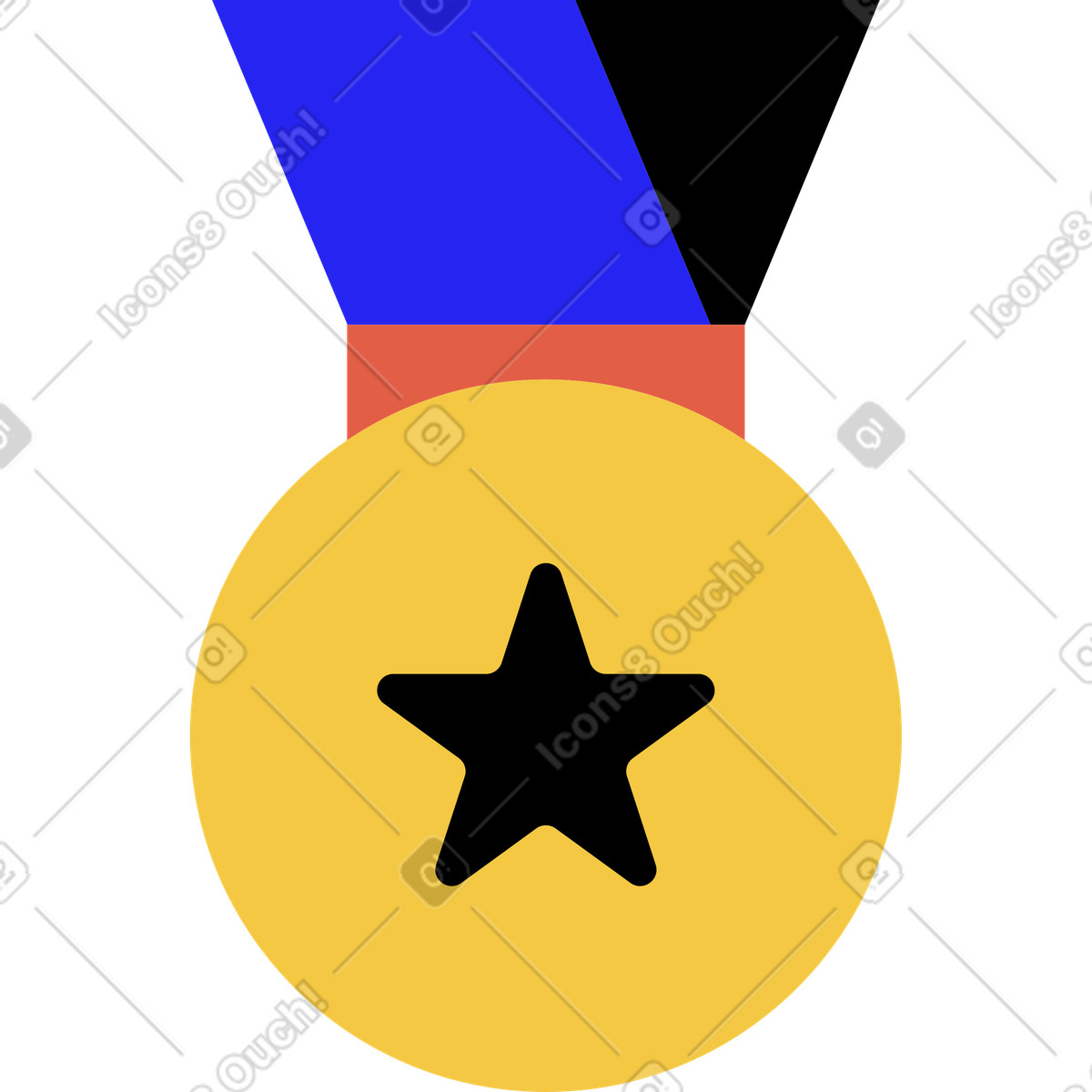 Medaglia con una stella illustrazione in stile Flat scarica in PNG, SVG