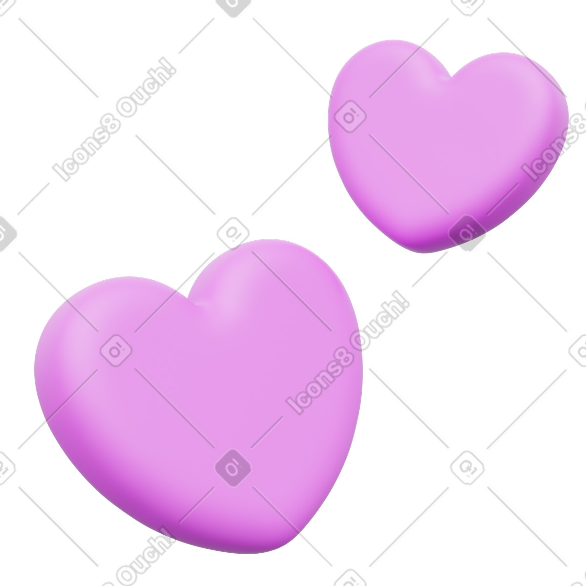 Heart pair icons for love and Valentine romance illustration in 3D Playful style download in PNG, SVG