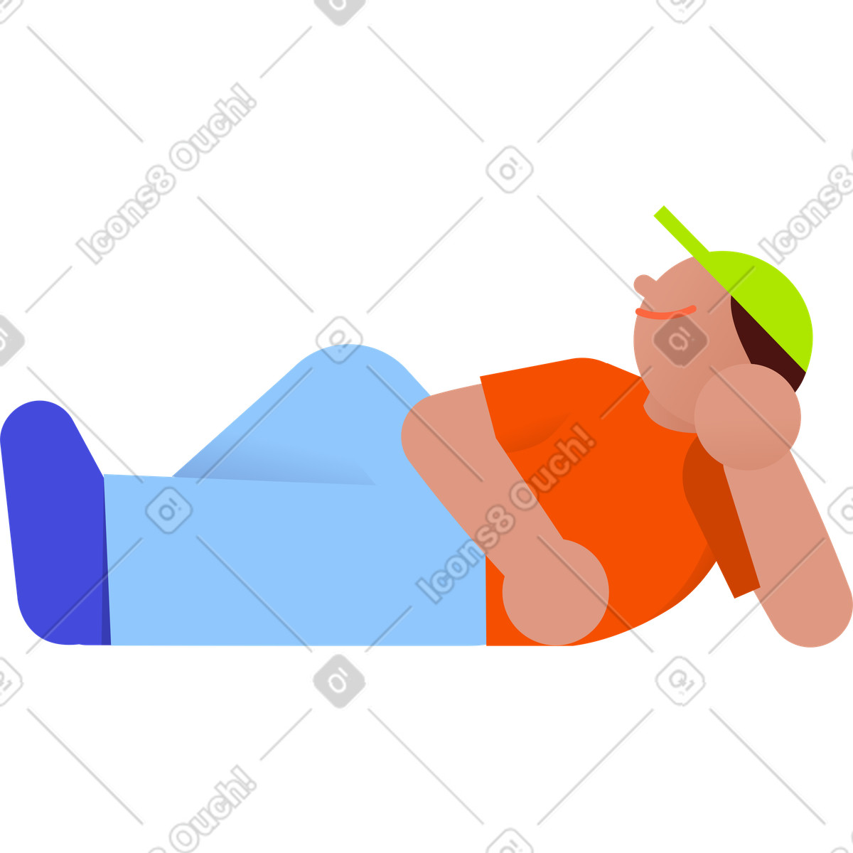 Ilustración Joven acostado y mirando hacia otro lado en estilo 8bit a descargar en PNG SVG